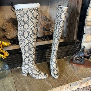 Snakeskin Tall Heel Boots